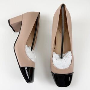 Bandolino Candy Square Toe Block Heel Pumps Womens 7M Beige Black NEW